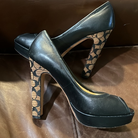 COACH BREANA SIG C BLACK LAMBSKIN HEELS - Picture 13 of 13